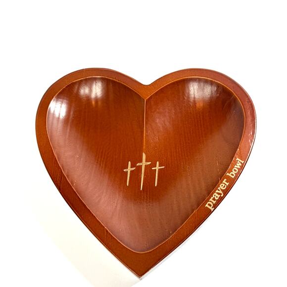 Wood Heart Shaped Prayer Bowl w/Prayer Cards - Picture 1 of 4